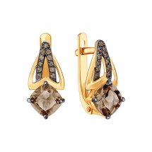 Серьги с раухтопазами и фианитами (Т143029513-03)