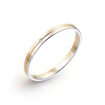 Кольцо обручальное с бриллиантом, 2 мм (Т131013903-ЛЛ)