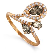 Кольцо с раухтопазами и фианитами арт.&nbsp;Т143012815 (Т143012815)