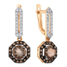 Серьги с раухтопазами и фианитами (Т14702Б875)