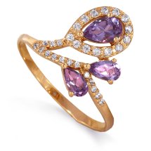 Кольцо с аметистами и фианитами арт.&nbsp;Т143012815 (Т143012815)