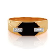 Кольцо с ониксом и фианитами (Т142046096)