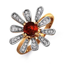 Кольцо с гранатом и фианитами арт.&nbsp;Т143012820 (Т143012820)