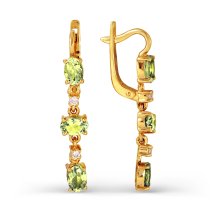 Серьги с хризолитами и фианитами арт.&nbsp;Т903023529 (Т903023529)