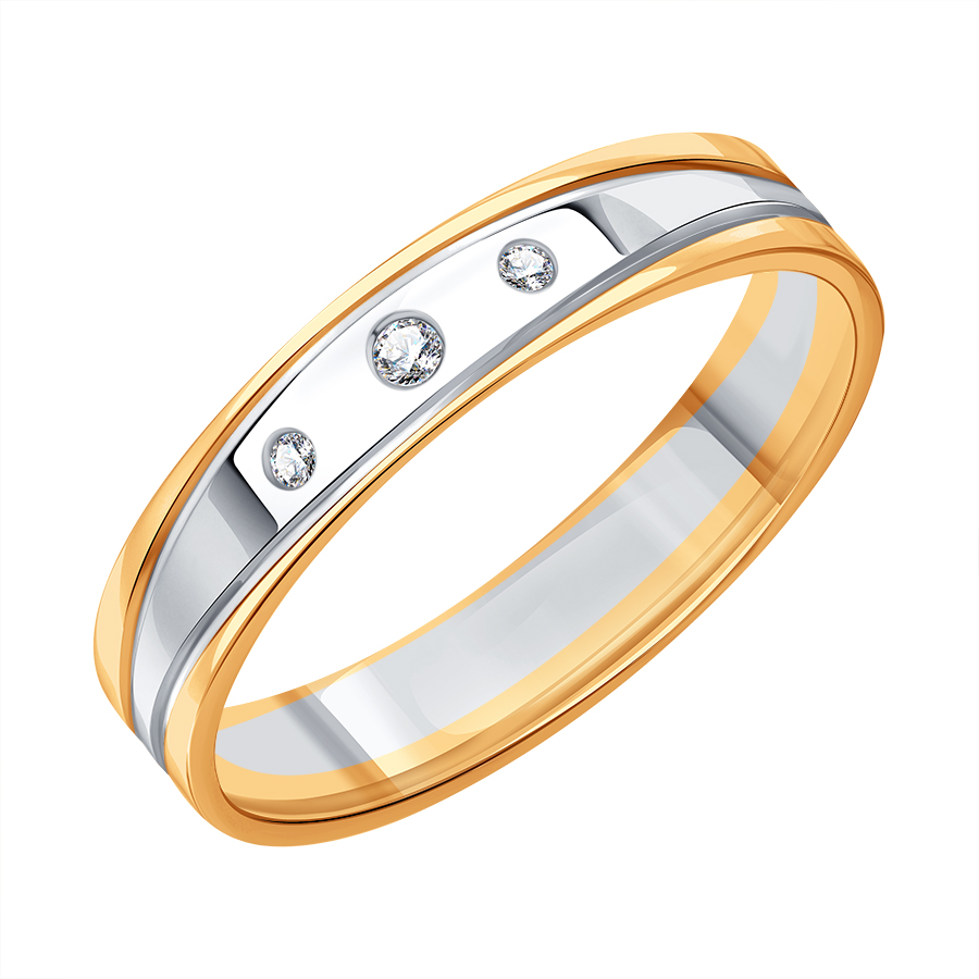 Кольцо обручальное с бриллиантами (арт. Т13101Б645)