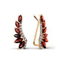 Серьги с гранатами и фианитами (Т143027494)