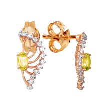 Серьги с цитринами и фианитами арт.&nbsp;Т143023575 (Т143023575)