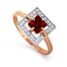 Кольцо с гранатом и фианитами арт.&nbsp;Т143012745 (Т143012745)