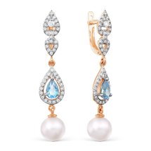 Серьги с жемчугом, топазами и фианитами (Т148027226)