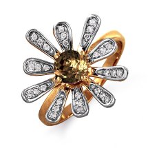 Кольцо с раухтопазом и фианитами арт.&nbsp;Т143012820 (Т143012820)