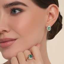 Кольцо с изумрудом и бриллиантами арт.&nbsp;Т14561А394 (Т14561А394)