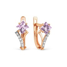 Серьги с аметистами и фианитами (Т147028496)