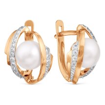 Серьги с жемчугом и фианитами арт.&nbsp;Т148029947 (Т148029947)