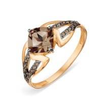 Кольцо с раухтопазом и фианитами (Т14701А044-03)