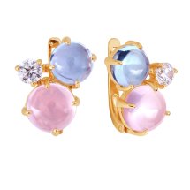 Серьги с кварцем, топазами и фианитами (Т103024498-01)