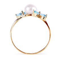 Кольцо с жемчугом, топазами и фианитами (Т148016044)