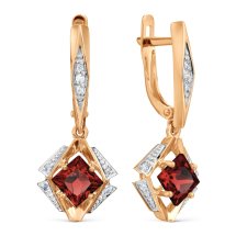 Серьги с гранатами и фианитами (Т14302Б403)