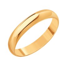 Кольцо обручальное из красного золота, 4 мм (Т10001016)
