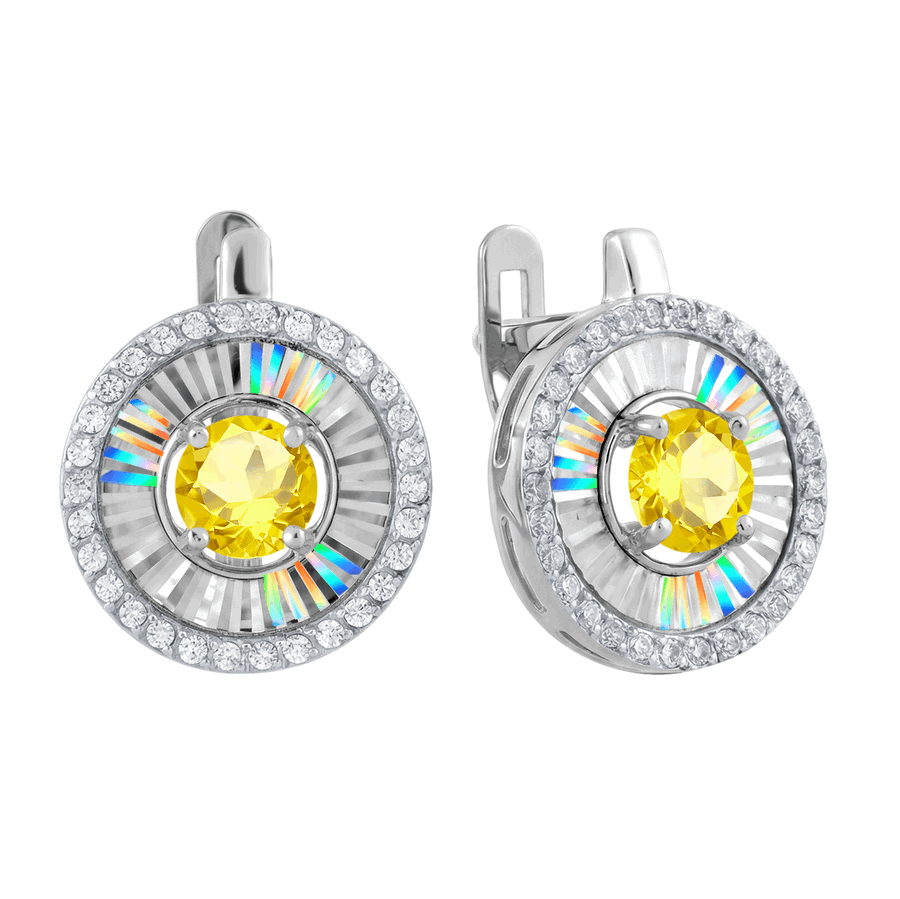 Серьги с цитринами и фианитами (Т30762Е647)