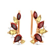 Серьги с гранатами, цитринами и фианитами (Т103029250)