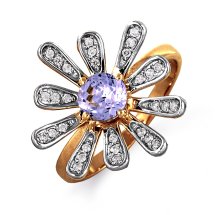 Кольцо с аметистом и фианитами арт.&nbsp;Т143012820 (Т143012820)
