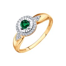 Кольцо с изумрудом и бриллиантами (Т146618597)