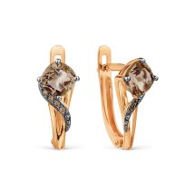 Серьги с раухтопазами и фианитами (Т143029512-03)