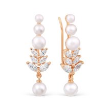 Серьги с жемчугом и фианитами (Т108028090)