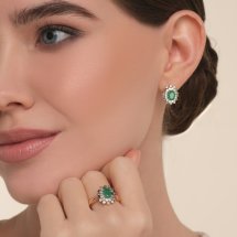 Серьги с изумрудами и бриллиантами арт.&nbsp;Т14562Б177 (Т14562Б177)