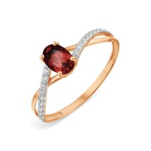 Кольцо с гранатом и фианитами арт.&nbsp;Т143019124 (Т143019124)