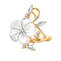 Кольцо с перламутром и фианитами арт. Т113014402 (Т113014402)