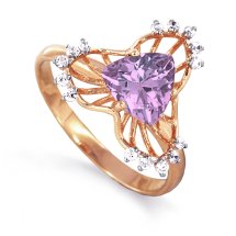 Кольцо с аметистом и фианитами арт.&nbsp;Т143012720 (Т143012720)