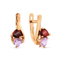Серьги с аметистами и гранатами арт.&nbsp;Т101029593 (Т101029593)