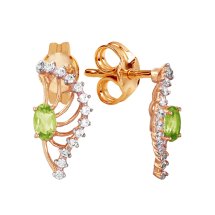 Серьги с хризолитами и фианитами арт.&nbsp;Т143023575 (Т143023575)