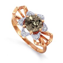 Кольцо с раухтопазом и фианитами арт.&nbsp;Т143012735 (Т143012735)