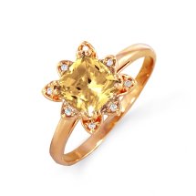 Кольцо с цитрином и фианитами арт.&nbsp;Т143012650 (Т143012650)