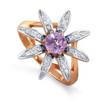 Кольцо с аметистом и фианитами арт.&nbsp;Т143012824 (Т143012824)