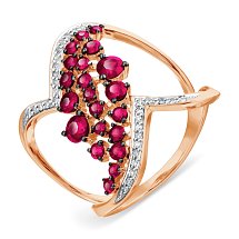 Кольцо с рубинами и бриллиантами (Т141018070)