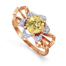 Кольцо с цитрином и фианитами арт.&nbsp;Т143012735 (Т143012735)