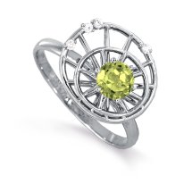 Кольцо с хризолитом и фианитами арт.&nbsp;Т313012812 (Т313012812)