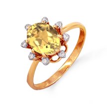 Кольцо с цитрином и фианитами арт.&nbsp;Т143012725 (Т143012725)