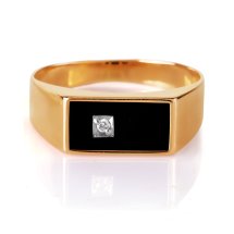 Кольцо с ониксом и фианитом (Т132046016)