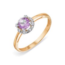 Кольцо с аметистом и фианитами арт. Т14301А459 (Т14301А459)