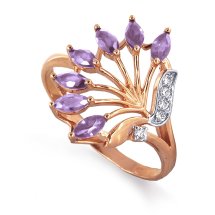Кольцо с аметистами и фианитами арт.&nbsp;Т143012817 (Т143012817)