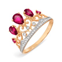 Кольцо с рубинами и бриллиантами (Т141017119)
