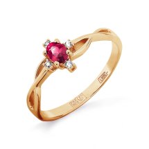 Кольцо с рубином и бриллиантами (Т141011923)