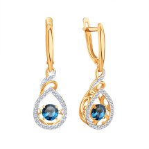 Серьги с топазами и фианитами (Т14702В490-01)