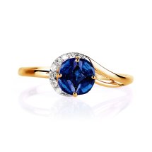 Кольцо с сапфирами и бриллиантами (Т141016058)