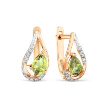 Серьги с хризолитами и фианитами (Т143025955)