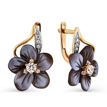 Серьги с перламутром и фианитами (Т143024848)